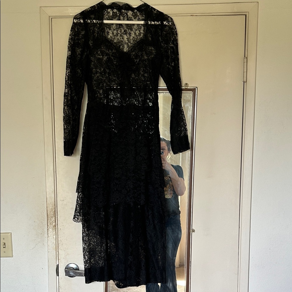 Source Unknown Black Lace Long Sleeve Dress